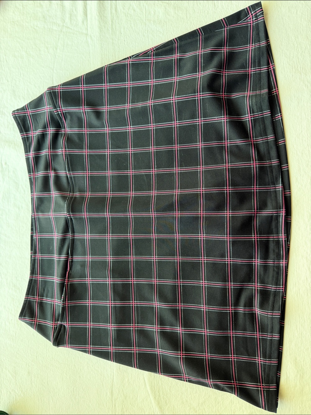 Black Plaid A-Line Women's Skort  with Pink Accents